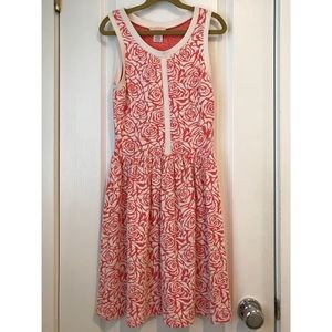 Pink Floral Dress with White Trim